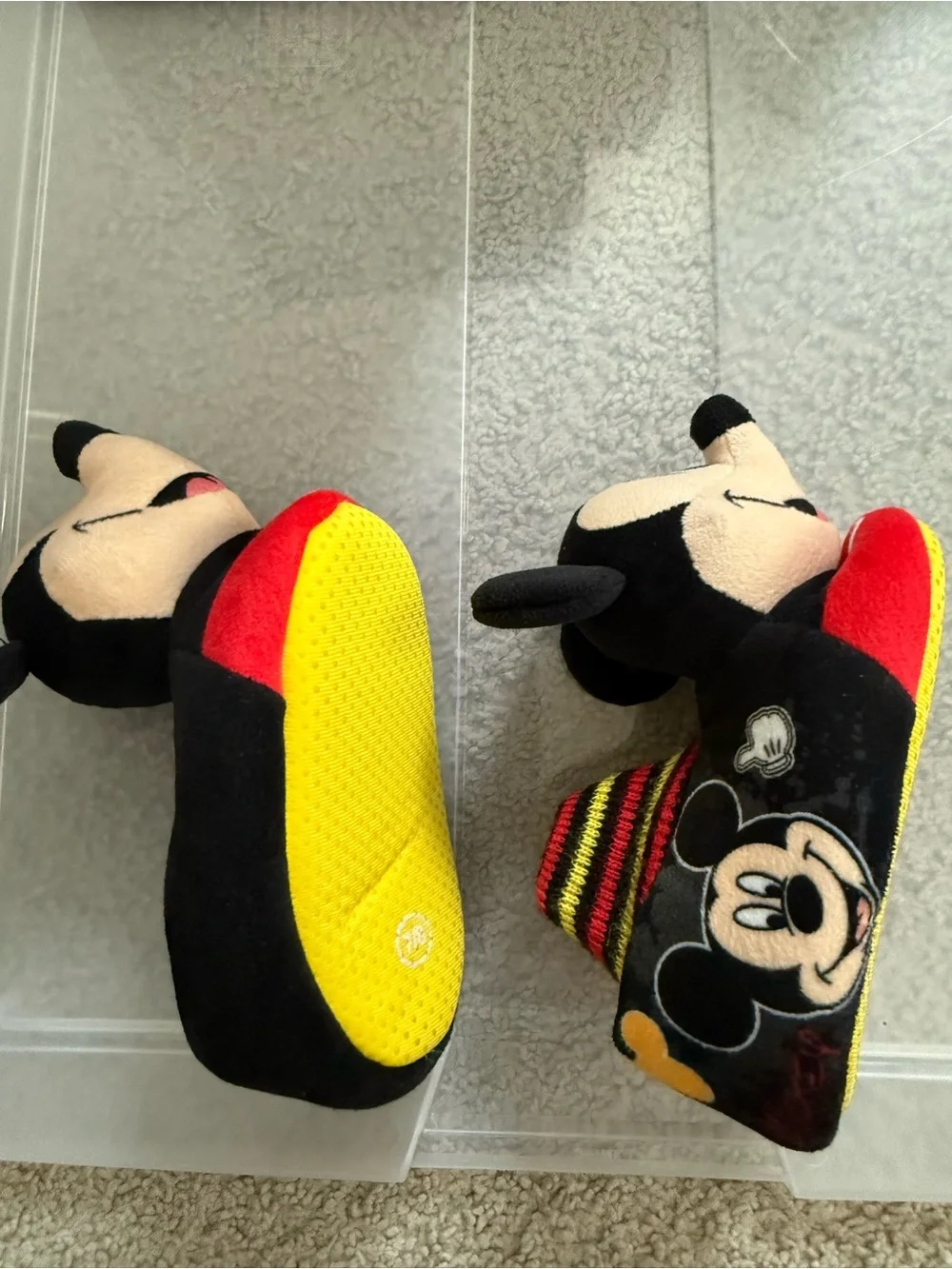Mickey Mouse Plush Kids One-Piece Slippers - Black & Red